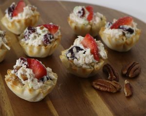 sweet and tangy chicken salad phyllo cups - athens foods