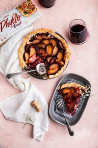 vegan black plum pie