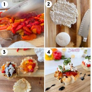 Roasted Red Peppers and Burrata Phyllo Cups