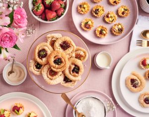 tablescape for brunch with various phyllo dishes