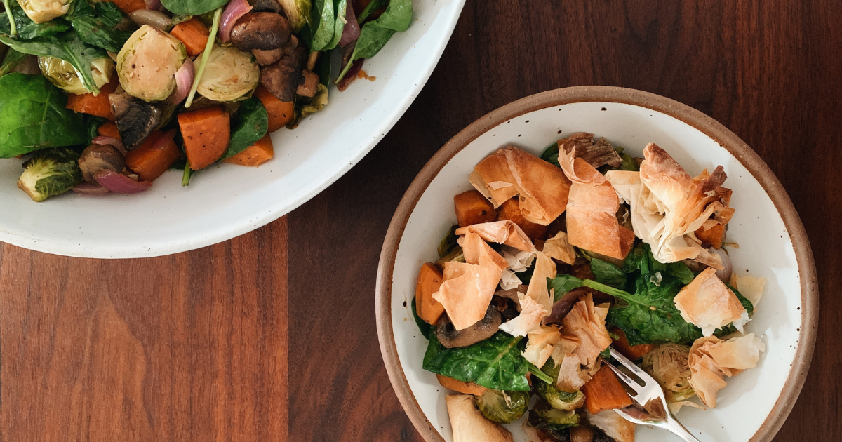 Athens Foods | Warm Roasted Vegetable Salad with Phyllo Croutons | Athens Foods